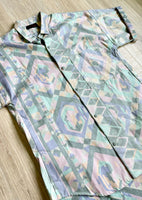 Med - Vintage 80s Dore Abstract / Southelwest Print S/S Button Up Shirt