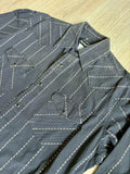 Medium - Vintage 80s Wrangler Black / Gold Striped Pearlsnap Western Shirt