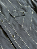Medium - Vintage 80s Wrangler Black / Gold Striped Pearlsnap Western Shirt