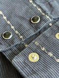 Medium - Vintage 80s Wrangler Black / Gold Striped Pearlsnap Western Shirt