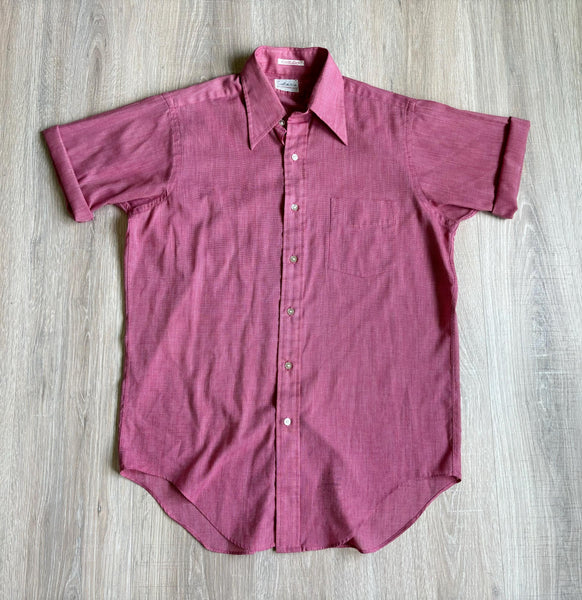 Medium - Vintage 60s Sero Pink Chambray Short Sleeve Button Up Shirt