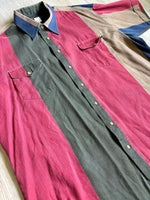 XXL - Vintage 90s Ruddock Red Green blue Beige Striped Western Short Sleeve Button Up Shirt