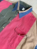 XXL - Vintage 90s Ruddock Red Green blue Beige Striped Western Short Sleeve Button Up Shirt