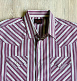 XL - Classic ELY Plains Maroon / White Striped Pearlsnap