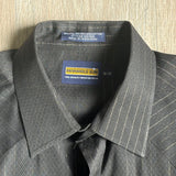 XXL - Vintage 70s Panhandle Slim Black / Gold Striped Polyester Western Pearlsnap Shirt