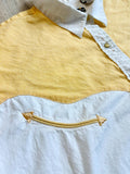 L/XL - Classic Panhandle Slim White/Yellow Western Short Sleeve Pearlsnap Shirt w/ Smile Pockets