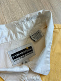 L/XL - Classic Panhandle Slim White/Yellow Western Short Sleeve Pearlsnap Shirt w/ Smile Pockets