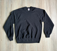 Medium - Vintage 90s Faded Black Blank Jerzees Athletic Sweatshirt