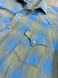 Small - Vintage 60s Blue/Green/Yellow Plaid Western Pearlsnap Shirt