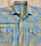 Small - Vintage 60s Blue/Green/Yellow Plaid Western Pearlsnap Shirt