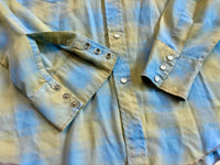 Small - Vintage 60s Blue/Green/Yellow Plaid Western Pearlsnap Shirt