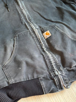 Vintage 90s Black Carhartt Faded & Distressed Hooded Jacket (Men's Medium)