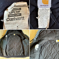 Vintage 90s Black Carhartt Faded & Distressed Hooded Jacket (Men's Medium)