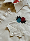 XL - Vintage 90s ELY Plains Pearlsnap Western Shirt Brown w/Embroidered Southwest / Aztec Design