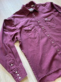 Large - Classic Wrangler / Jaguar Solid Maroon Western Pearlsnap Thick Workwear Shirt