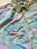 Large - Vintage 90s Ranch & Town Rainbow Plaid Pearlsnap Shirt