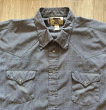 2X - Vintage 90s Ruddock Black & Gray Herringbone / Plaid Pearlsnap Shirt