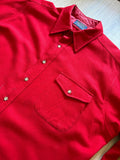 Large - Vintage 60s Pendleton Solid Red Wool Button Up Elbow Patch Trail Shirt