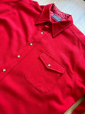 Large - Vintage 60s Pendleton Solid Red Wool Button Up Elbow Patch Trail Shirt