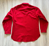Large - Vintage 60s Pendleton Solid Red Wool Button Up Elbow Patch Trail Shirt