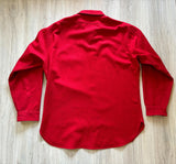 Large - Vintage 60s Pendleton Solid Red Wool Button Up Elbow Patch Trail Shirt