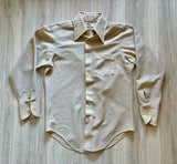 Medium - Vintage 70s Montgomery Ward Beige Polyester Textured Button Up Disco Shirt