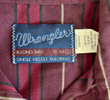 Sm/Med - Vintage 80s Wrangler Maroon/Navy Striped Western Pearlsnap Shirt