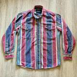 Sm/Med - Vintage 90s Lone Roo by Roper Pastel Striped Cotton Western Button-Up Shirt
