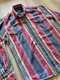 Sm/Med - Vintage 90s Lone Roo by Roper Pastel Striped Cotton Western Button-Up Shirt