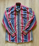Sm/Med - Vintage 90s Lone Roo by Roper Pastel Striped Cotton Western Button-Up Shirt