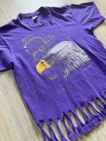 Med/Leg - Vintage 90s Purple Bald Eagle / Alaska Fringed T-Shirt