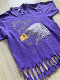 Med/Leg - Vintage 90s Purple Bald Eagle / Alaska Fringed T-Shirt