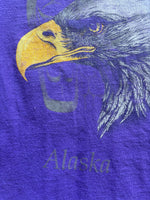 Med/Leg - Vintage 90s Purple Bald Eagle / Alaska Fringed T-Shirt