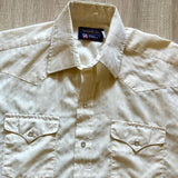 Med/Lrg - Vintage 80s Panhandle Slim White Cream Striped Polyester Western Pearlsnap Shirt