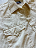 Med/Lrg - Vintage 80s Panhandle Slim White Cream Striped Polyester Western Pearlsnap Shirt
