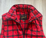 Sm/Med - Vintage 90s Continental Red / Black Buffalo Plaid Striped Flannel Vest