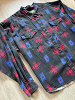 2XL - Vintage 90s True Grit Faded Black Southwestern / Aztec Print Button Up Western Shirt