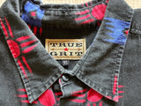 2XL - Vintage 90s True Grit Faded Black Southwestern / Aztec Print Button Up Western Shirt