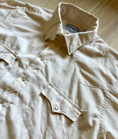 Large - Vintage 80s ATB Western Solid Cream Pearlsnap Shirt