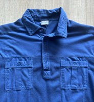 Large - Vintage 80s Casual Joe Ribbed Short Sleeve 1/4 Button Up Polo / Leisure Shirt