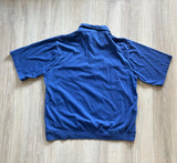 Large - Vintage 80s Casual Joe Ribbed Short Sleeve 1/4 Button Up Polo / Leisure Shirt