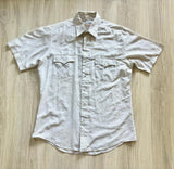 Med/Lrg - Vintage 80s ATB Western Cream Thin Lined Plaid Short Sleeve Pearlsnap Shirt