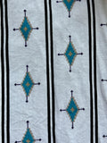 Women's M/L - Vintage 90s Ilio White & Turquoise Southwestern / Aztec Print Button Up Western Shirt