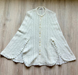 Women's S/M - Vintage 70s Montgomery Ward Cream Button Up Crocheted Shawl