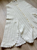 Women's S/M - Vintage 70s Montgomery Ward Cream Button Up Crocheted Shawl