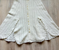 Women's S/M - Vintage 70s Montgomery Ward Cream Button Up Crocheted Shawl
