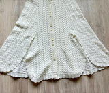 Women's S/M - Vintage 70s Montgomery Ward Cream Button Up Crocheted Shawl