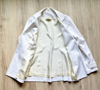 Vintage 70s Ship Mates White w/ Black Stitch Polyester Leisure Suit / Disco Jacket (Womens S/M)