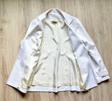 Vintage 70s Ship Mates White w/ Black Stitch Polyester Leisure Suit / Disco Jacket (Womens S/M)