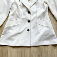 Vintage 70s Ship Mates White w/ Black Stitch Polyester Leisure Suit / Disco Jacket (Womens S/M)